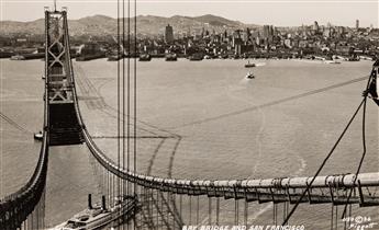 (CONSTRUCTION) A group of approximately 142 real photo postcards and 52 photographs showing the construction of the San Francisco-Oakla